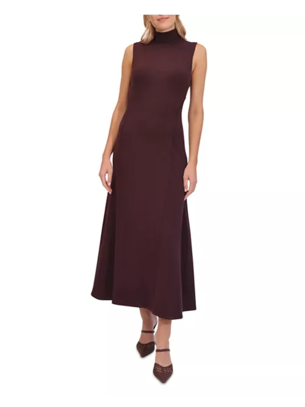 Mock Neck Sleeveless Maxi Dress in Plum